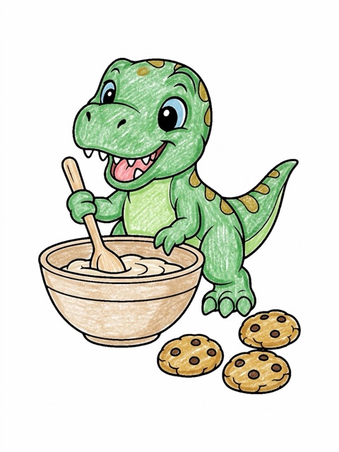 The same page colored in the Crayon style