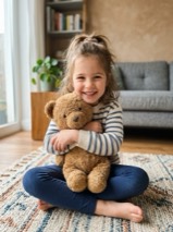 Child hugging a teddy bear
